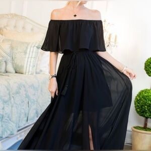 sweet lovely by jen maxi dress off shoulder L